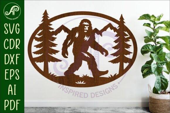 Bigfoot Mountain Scene Oval Wall Sign