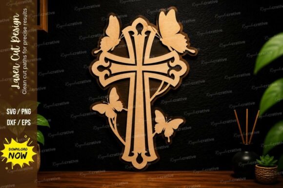 Butterfly Cross Art: Elegant Laser Cut SVG Designs