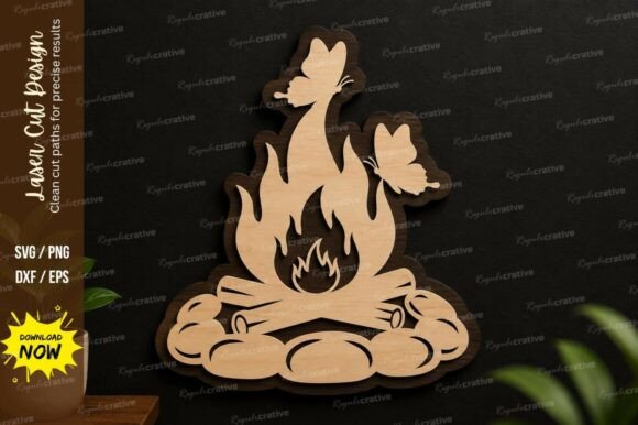 Campfire Flames Decor Laser Cut Svg File: Ignite Your Creative Projects