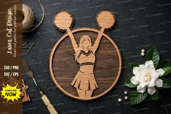 Cheerleader Frame Laser Cut Svg: Perfect for Crafts