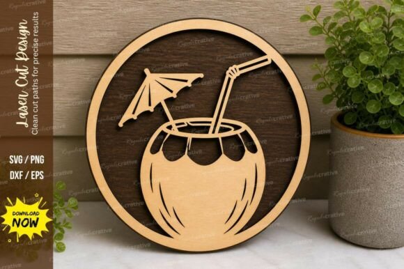 Coconut Drink Beach Laser Cut SVG: Your Ultimate Tropical Design File