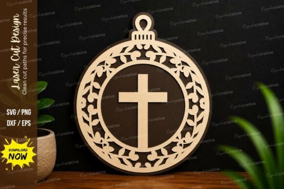 Cross Ornament Frame Laser Cut SVG for Elegant Projects