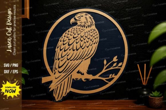Eagle Bird Circle Laser Cut Svg File for Precision Crafting