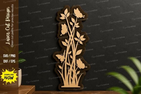 Elegant Butterfly Grass Design Laser Cut Svg