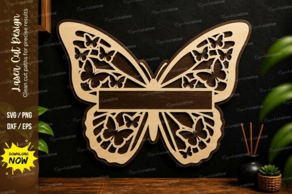 Elegant Butterfly Name Frame Laser Cut Wall Art