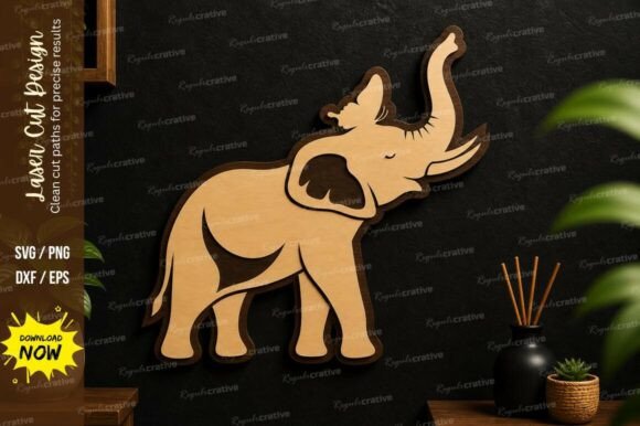 Elegant Elephant Laser Cut Wall Art File for DIY Projects