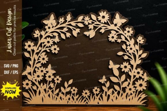 Elegant Floral Arch Frame Laser Cut Design