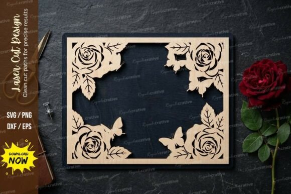 Elegant Floral Frame SVG for Laser Cutting