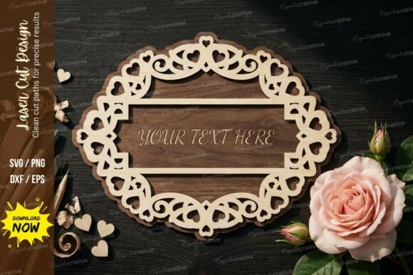 Elegant Heart Oval Frame Laser Cut SVG for Custom Décor