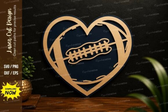 Football Heart Ornament Laser Cut SVG: Precision Design Files