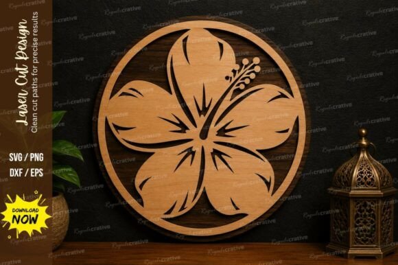 Hibiscus Flower SVG: Tropical Laser Cut Design