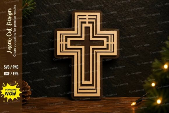 Layered Christian Cross Laser Cut SVG: A Premium Design Asset