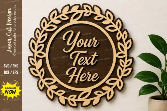 Leaf Round Frame Laser Cut SVG Cutting