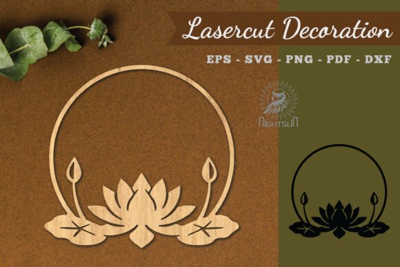 Lotus Frame Lasercut Decoration SVG 1
