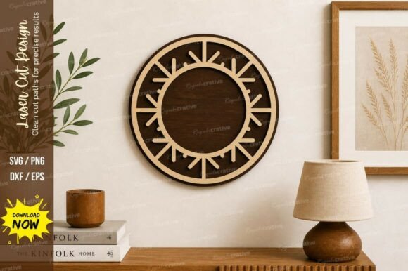 Minimalist Sunburst Circle Laser Cut SV