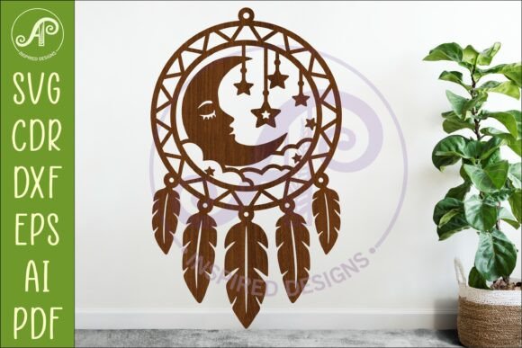 Moon and Stars Dreamcatcher Laser Cut Design