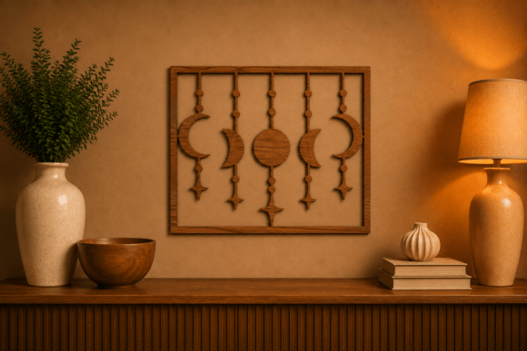 Moon Phase Wall Panel Laser Cut File: Create Cosmic Decor
