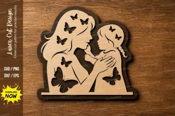 Mother Child Love Art Laser Cut Svg File