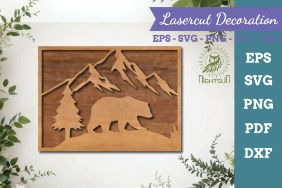 Mountain Bear Lasercut Wall Decor SVG 1