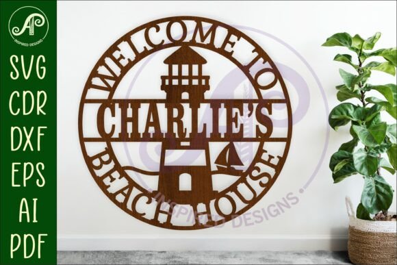 Personalized Beach House Sign Lighthouse