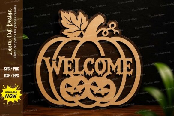 Pumpkin Welcome Sign SVG Laser Cut Decor