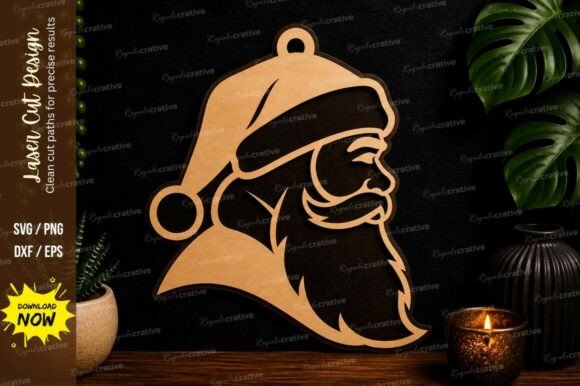 Santa Face Ornament Laser Cut Svg File