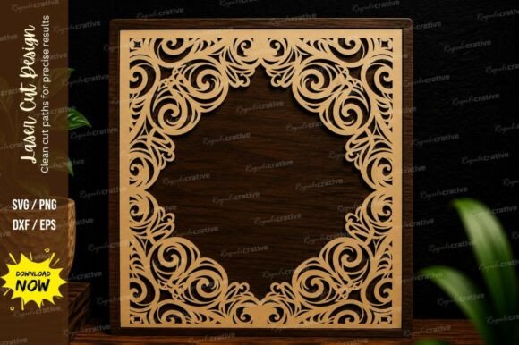 Swirl Border Frame Laser Cut SVG Design