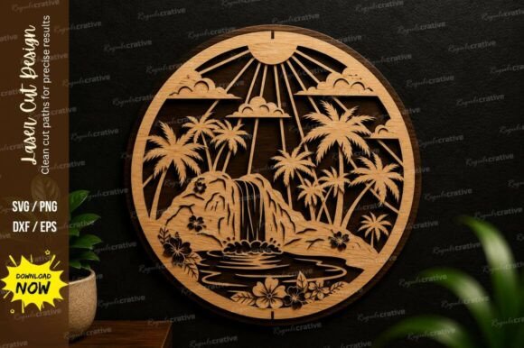 Tropical Island Scene Laser Cut SVG: A Premium Design Set