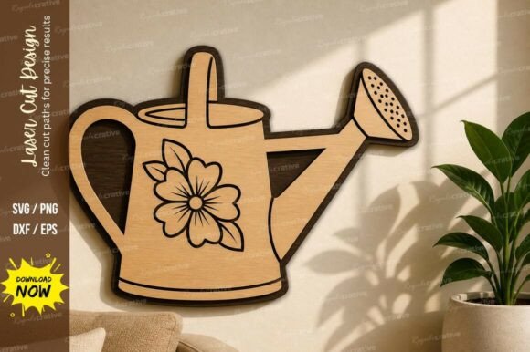 Watering Can Floral Laser Cut Svg